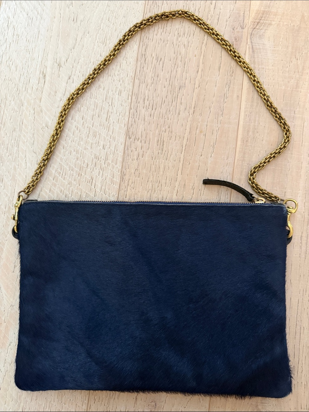Clare V Sac Bratelle Navy Blue Pony Hair. Shoulder Bag